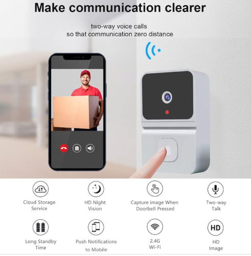Campainha Com Câmera Vídeo Porteiro Sem Fio Wi-fi HD Inteligente - Image 3